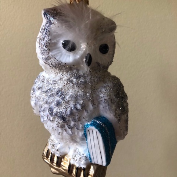 Snowy Owl Hand Blown Sewerynski Christmas Ornament